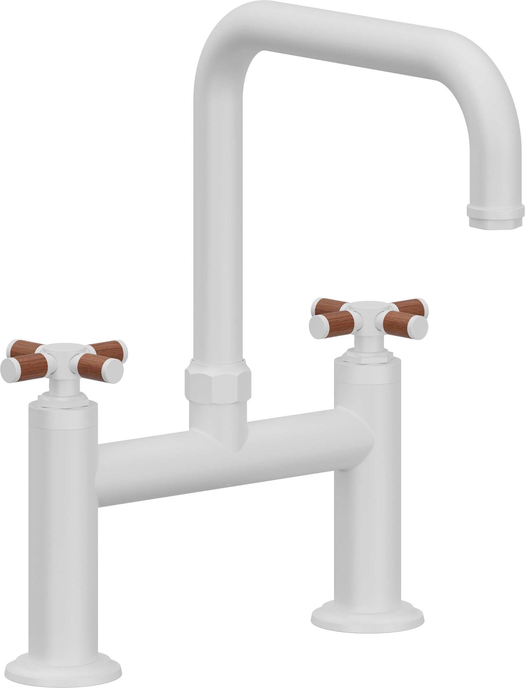 California Faucets Descanso Llave de Cocina Tipo Puente Industrial - Pico Cuadrado - Blanco Mate