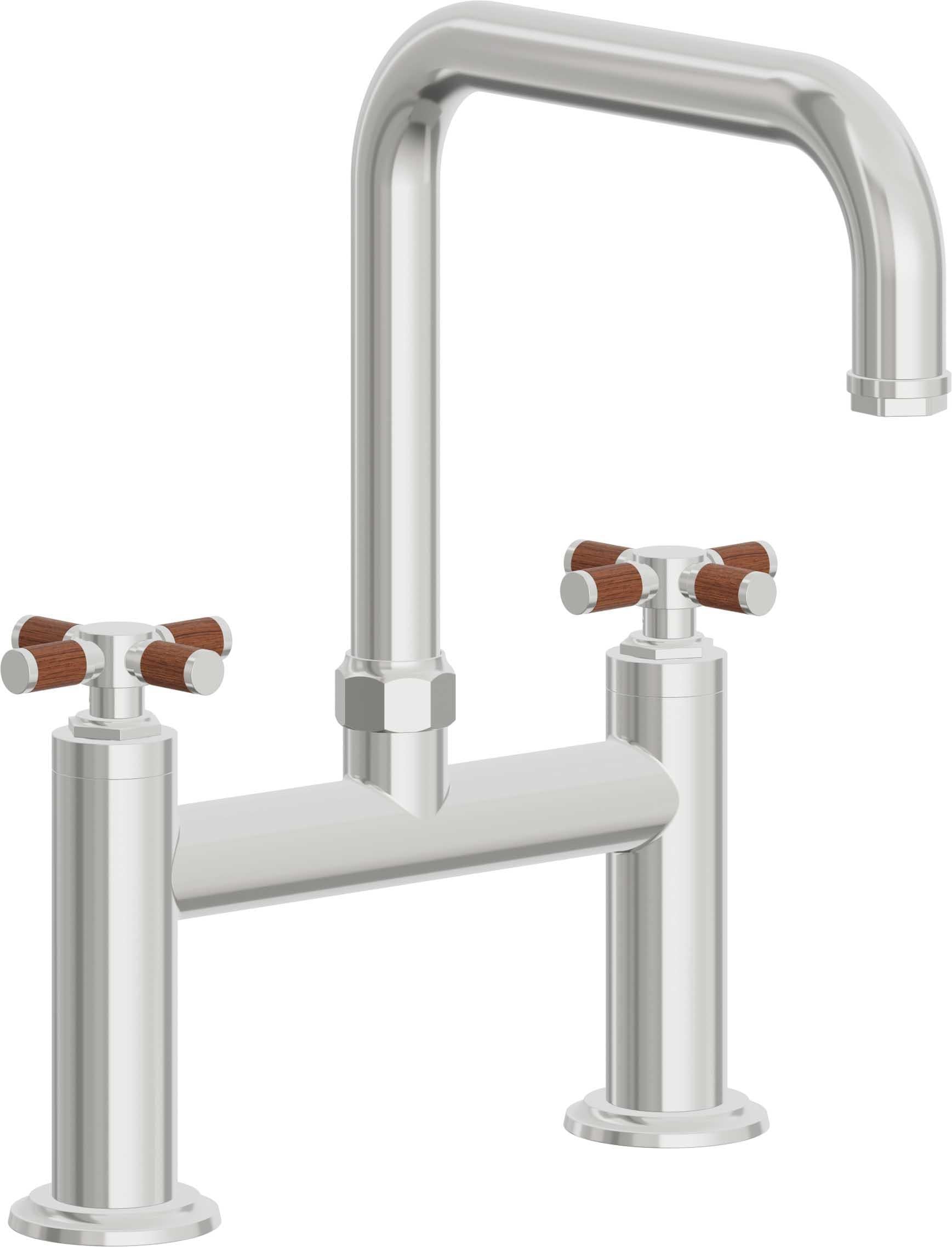 California Faucets Descanso Llave de Cocina Tipo Puente Industrial - Pico Cuadrado - Cromo Pulido
