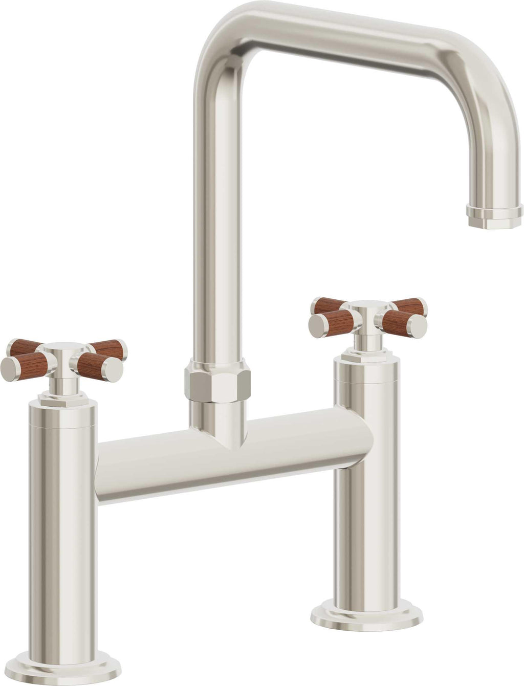 California Faucets Descanso Llave de Cocina Tipo Puente Industrial - Pico Cuadrado - Níquel Pulido