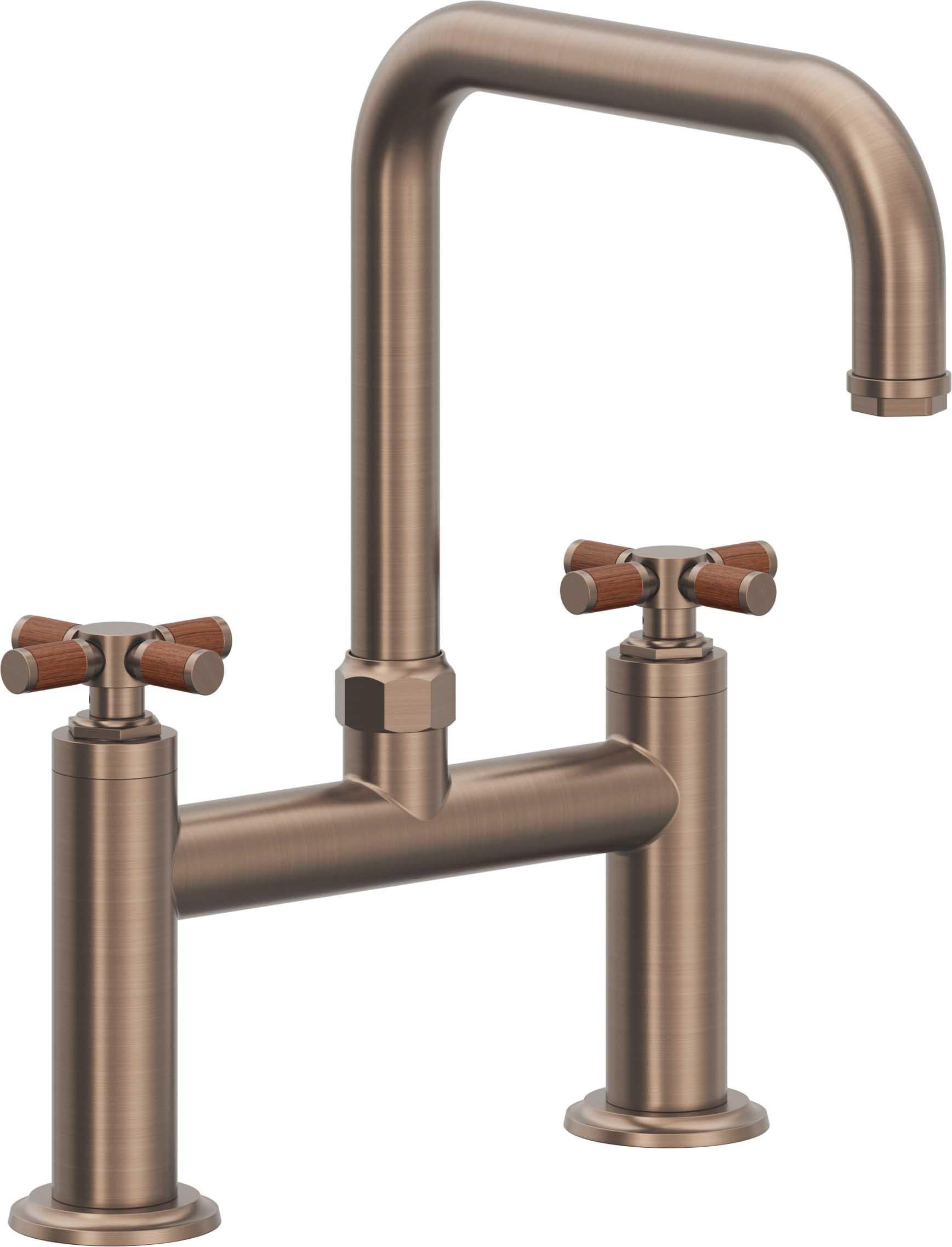 California Faucets Descanso Llave de Cocina Tipo Puente Industrial - Pico Cuadrado - Bronce Satinado