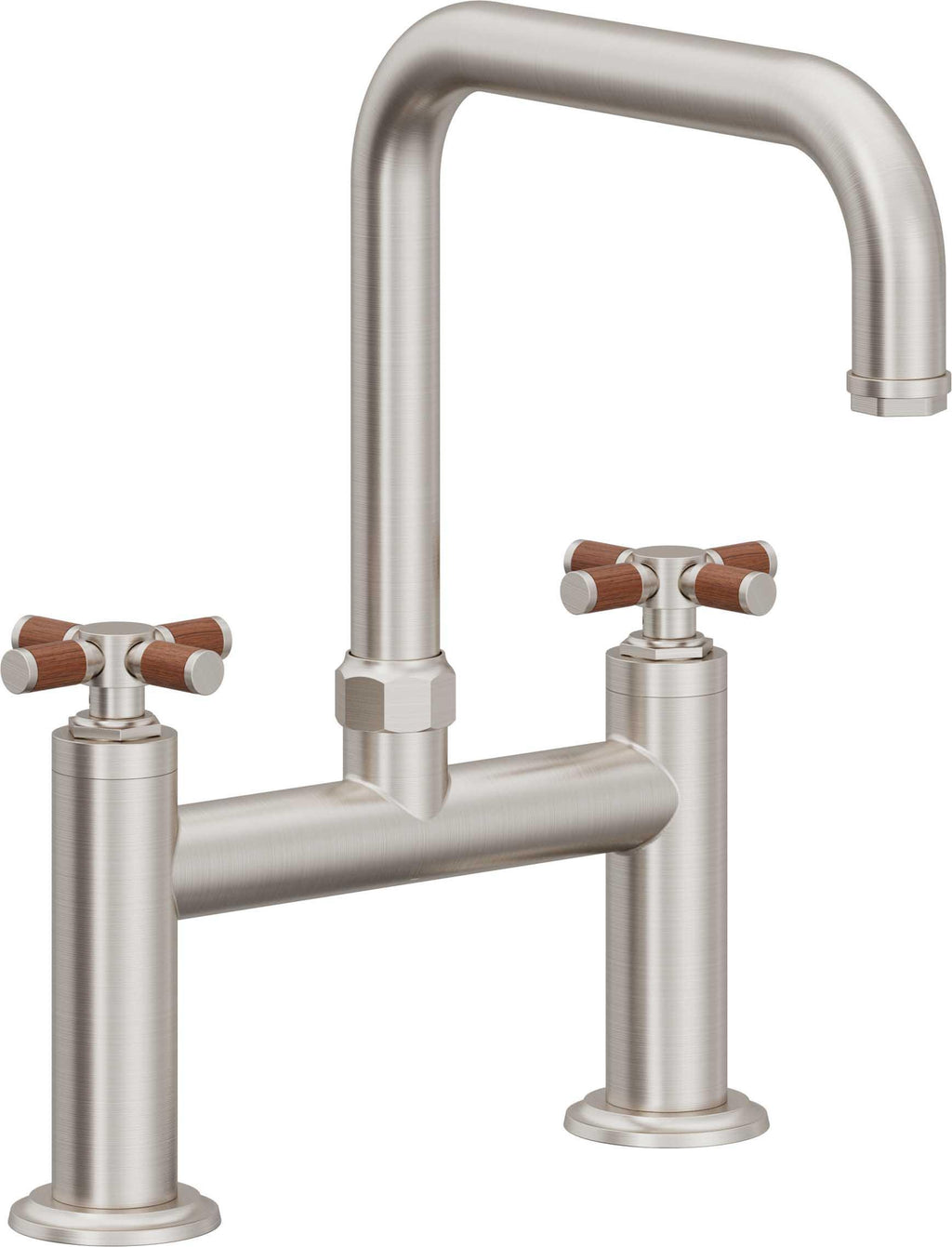 California Faucets Descanso Llave de Cocina Tipo Puente Industrial - Pico Cuadrado - Acero Inoxidable Ultra