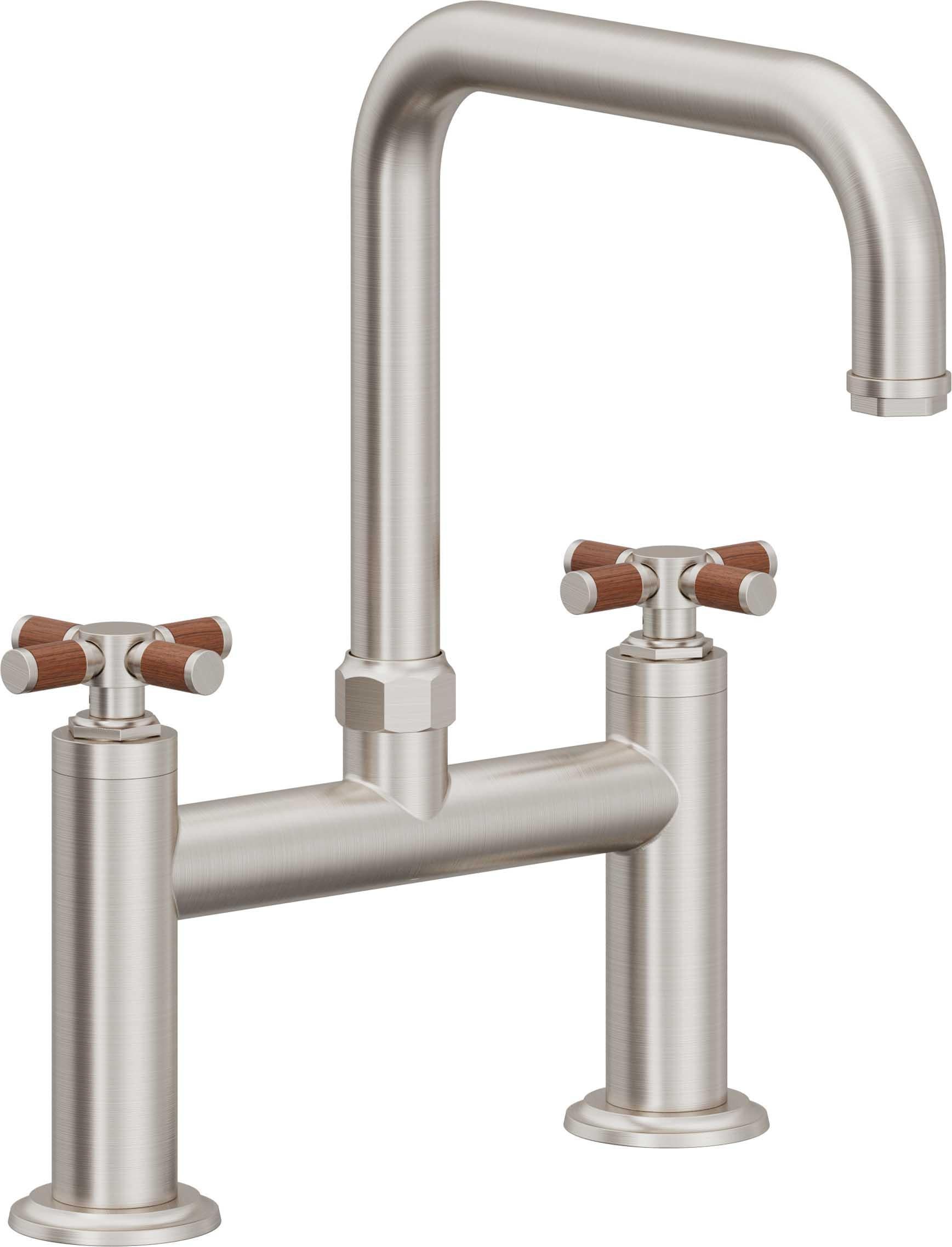 California Faucets Descanso Llave de Cocina Tipo Puente Industrial - Pico Cuadrado - Acero Inoxidable Ultra