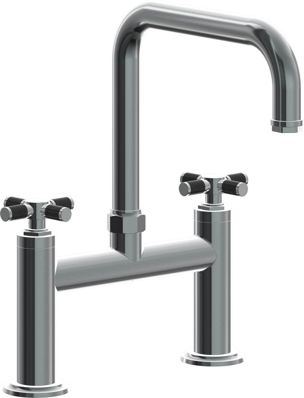 California Faucets Descanso Llave de Cocina Tipo Puente Industrial con Rociador Lateral - Pico Cuadrado - Níquel Negro