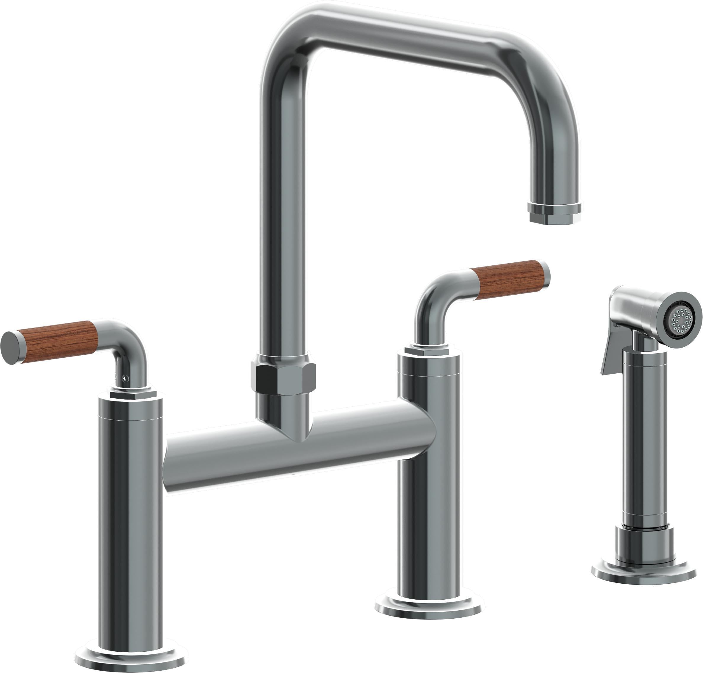 California Faucets Descanso Llave de Cocina Tipo Puente Industrial con Rociador Lateral - Pico Cuadrado - Níquel Negro