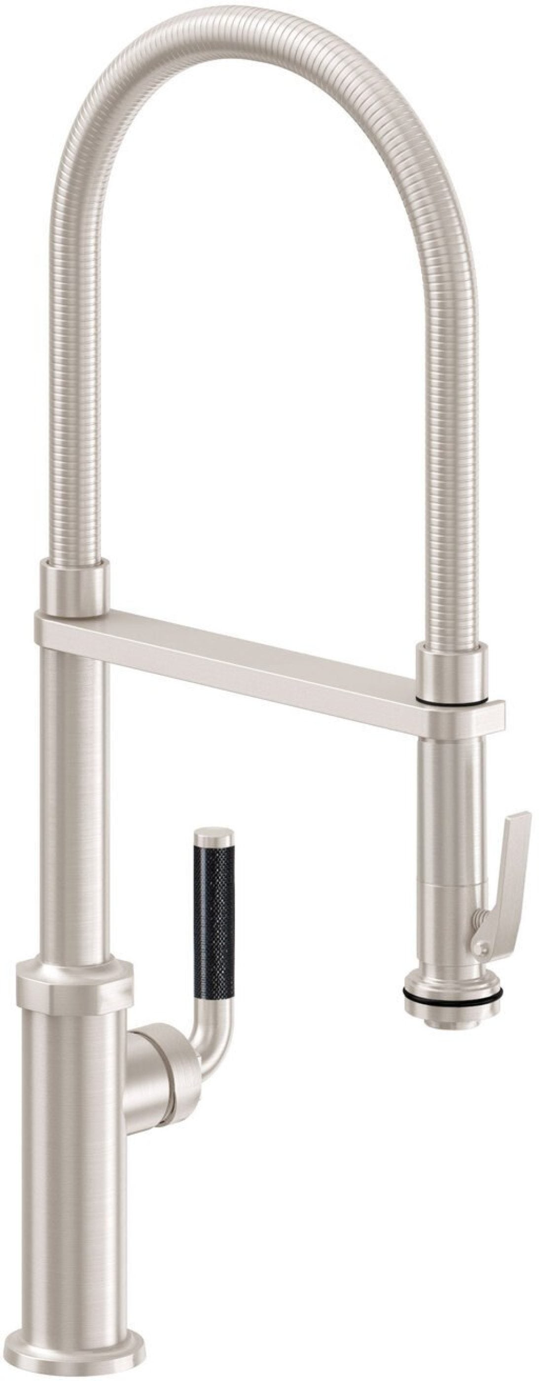 California Faucets Descanso Llave de Cocina Culinaria Extraíble Industrial con Rociador de Compresión y Espiral Acabada - Níquel Satinado