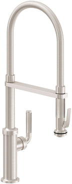 California Faucets Descanso Llave de Cocina Culinaria Extraíble Industrial con Rociador de Compresión - Níquel Satinado
