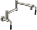 California Faucets Descanso Llenador de Ollas de Pared con Dos Llaves - Industrial - Níquel Satinado