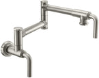 California Faucets Descanso Llenador de Ollas de Pared con Dos Llaves - Industrial - Níquel Satinado