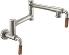 California Faucets Descanso Llenador de Ollas de Pared con Dos Llaves - Industrial - Níquel Satinado