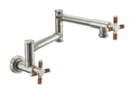 California Faucets Descanso Llenador de Ollas de Pared con Dos Llaves - Industrial - Níquel Satinado