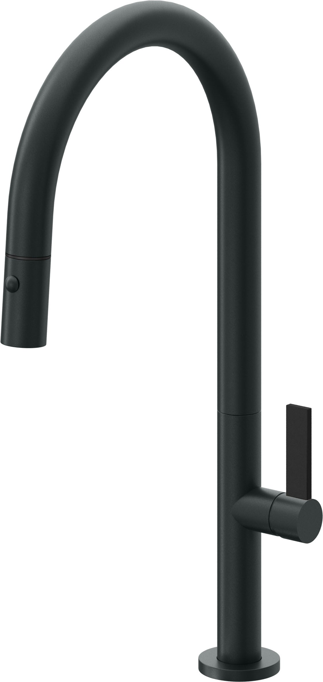 California Faucets Poetto Llave de Cocina Extraible Contemporanea con Rociador de Boton - Pico Alto en Arco - Carbón