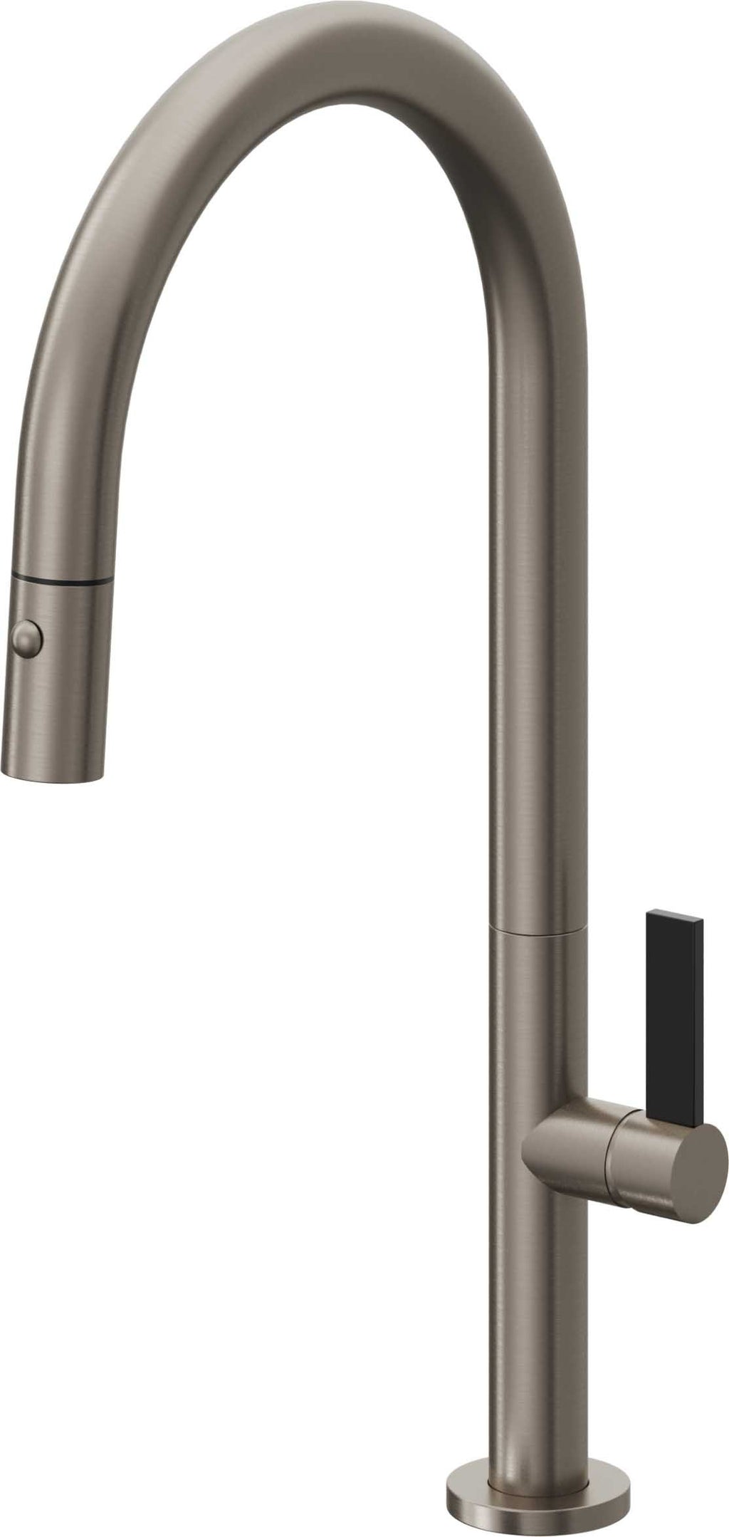 California Faucets Poetto Llave de Cocina Extraible Contemporanea con Rociador de Boton - Pico Alto en Arco - Grafito