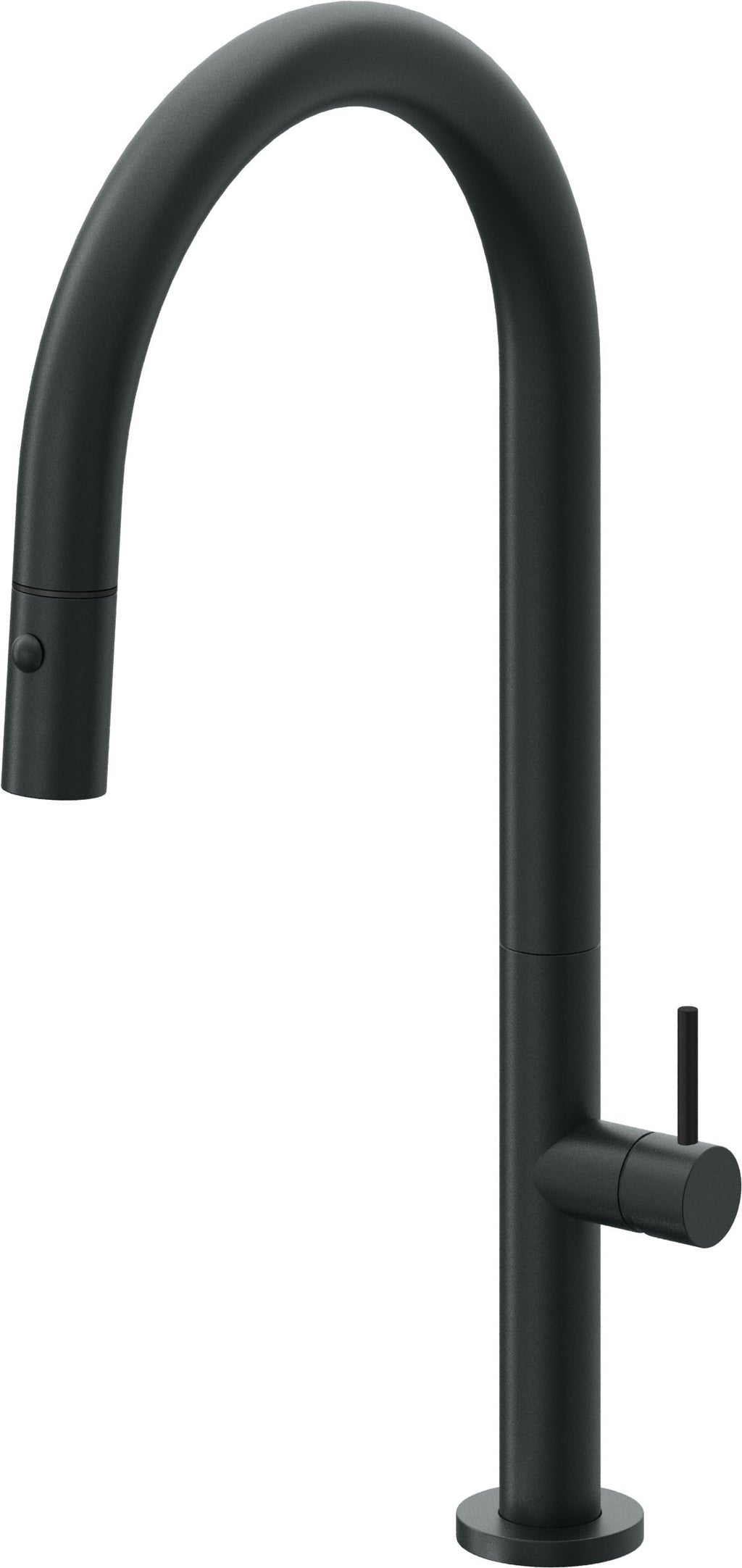 California Faucets Poetto Llave de Cocina Extraible Contemporanea con Rociador de Boton - Pico Alto en Arco - Carbón