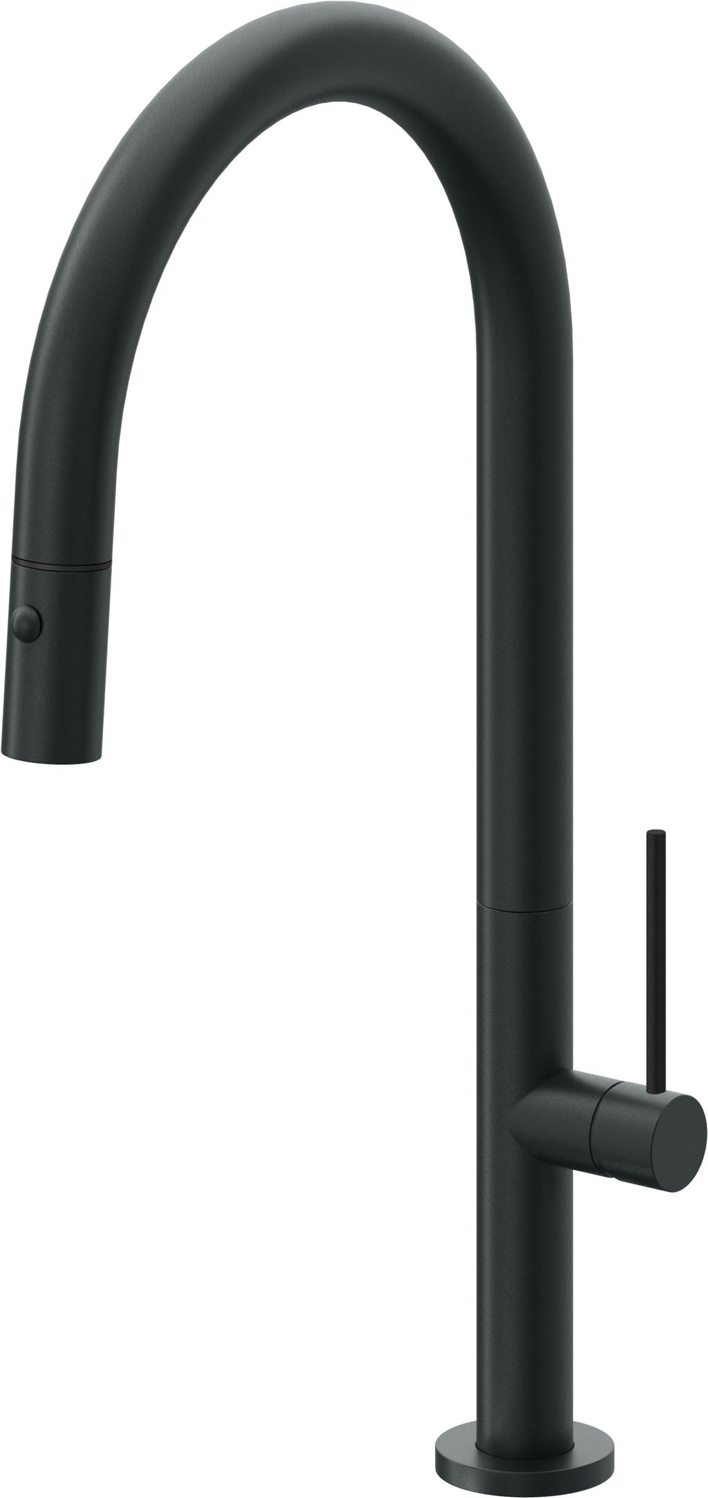California Faucets Poetto Llave de Cocina Extraible Contemporanea con Rociador de Boton - Pico Alto en Arco - Carbón