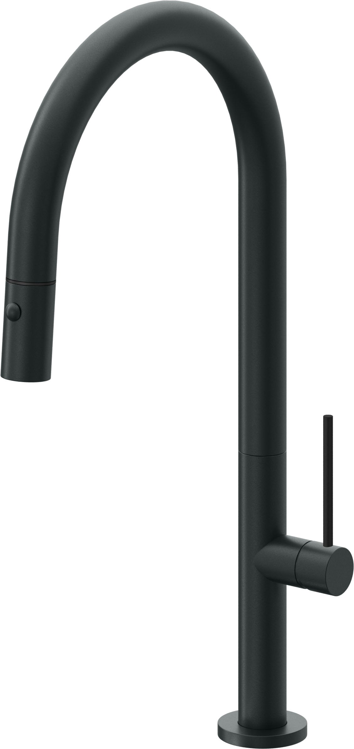 California Faucets Poetto Llave de Cocina Extraible Contemporanea con Rociador de Boton - Pico Alto en Arco - Carbón