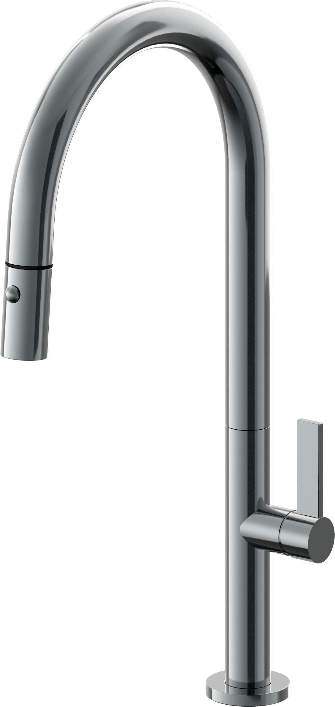 California Faucets Poetto Llave de Cocina Extraible Contemporanea con Rociador de Boton - Pico Alto en Arco - Níquel Negro