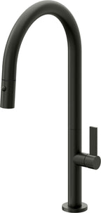 California Faucets Poetto Llave de Cocina Extraible Contemporanea con Rociador de Boton - Pico Alto en Arco - Bronce Bella Terra