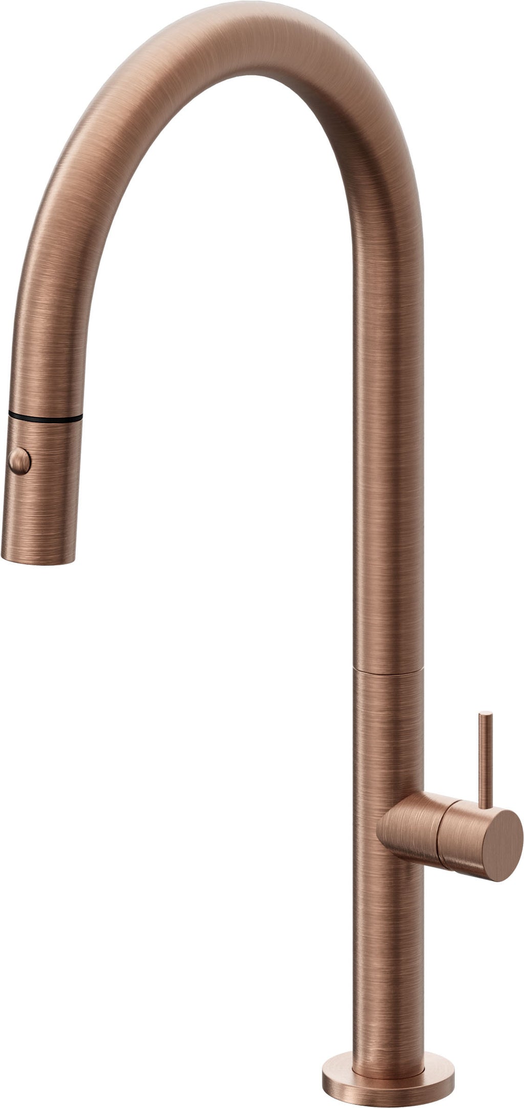 California Faucets Poetto Llave de Cocina Extraible Contemporanea con Rociador de Boton - Pico Alto en Arco - Cobre Antiguo Mate