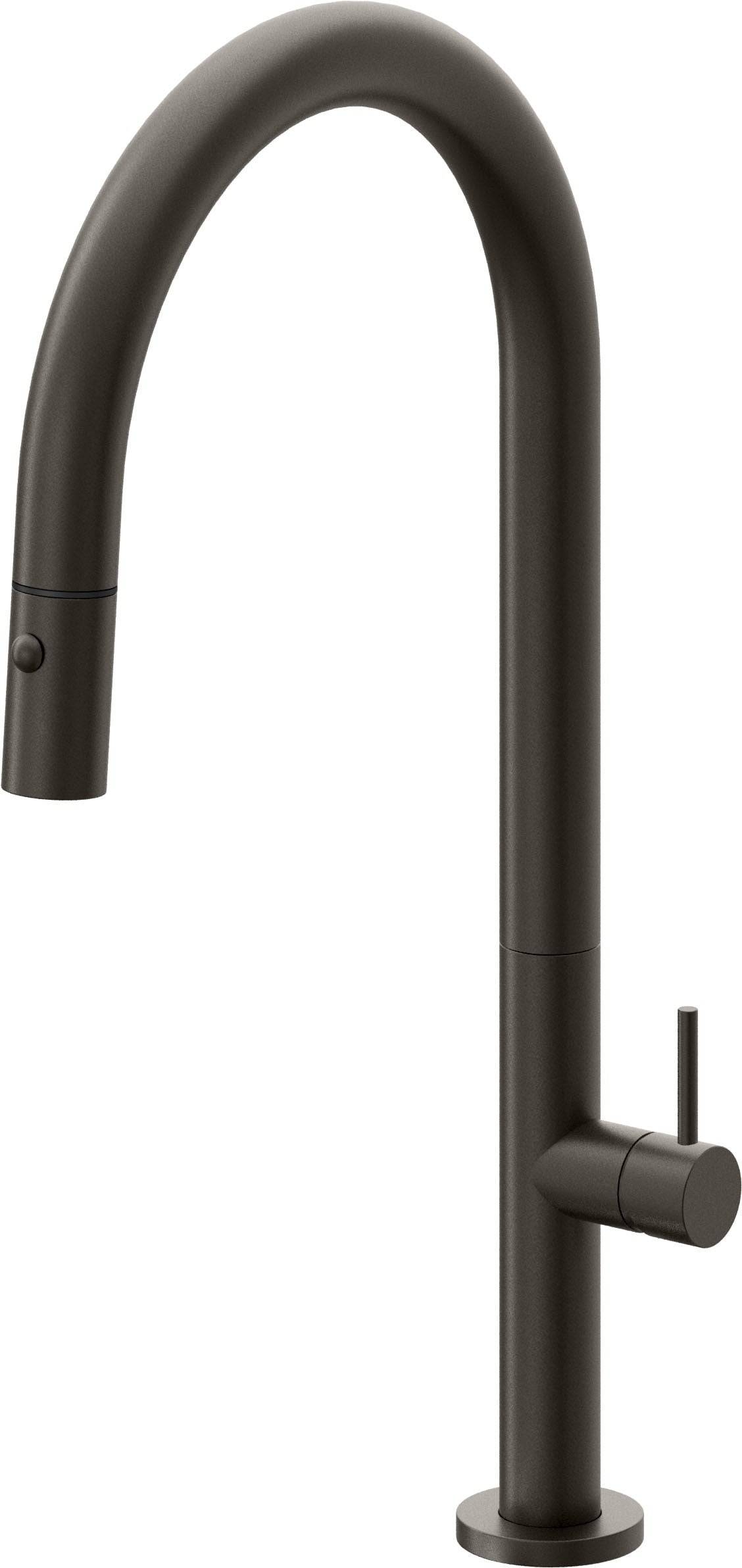 California Faucets Poetto Llave de Cocina Extraible Contemporanea con Rociador de Boton - Pico Alto en Arco - Bronce Oscuro