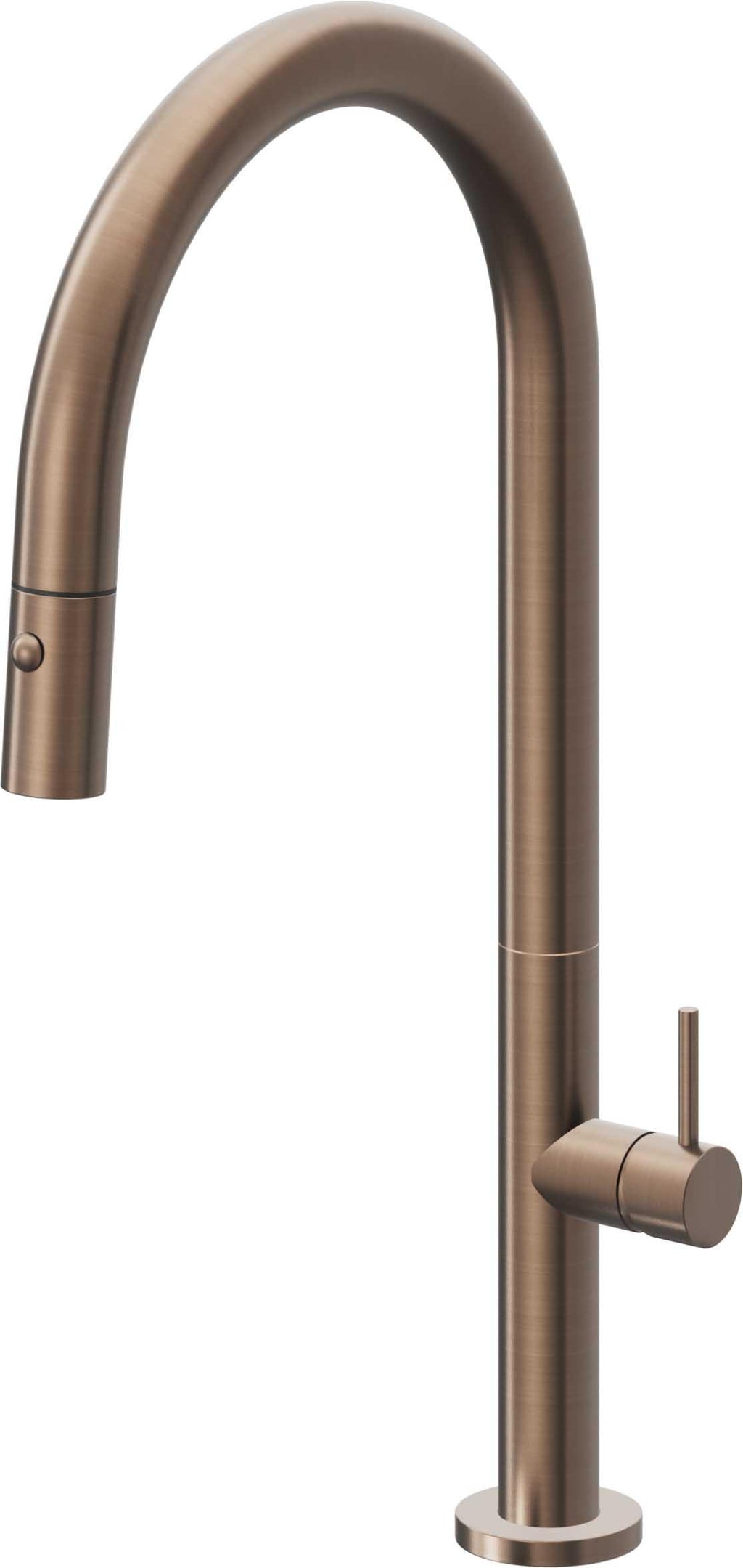 California Faucets Poetto Llave de Cocina Extraible Contemporanea con Rociador de Boton - Pico Alto en Arco - Bronce Satinado