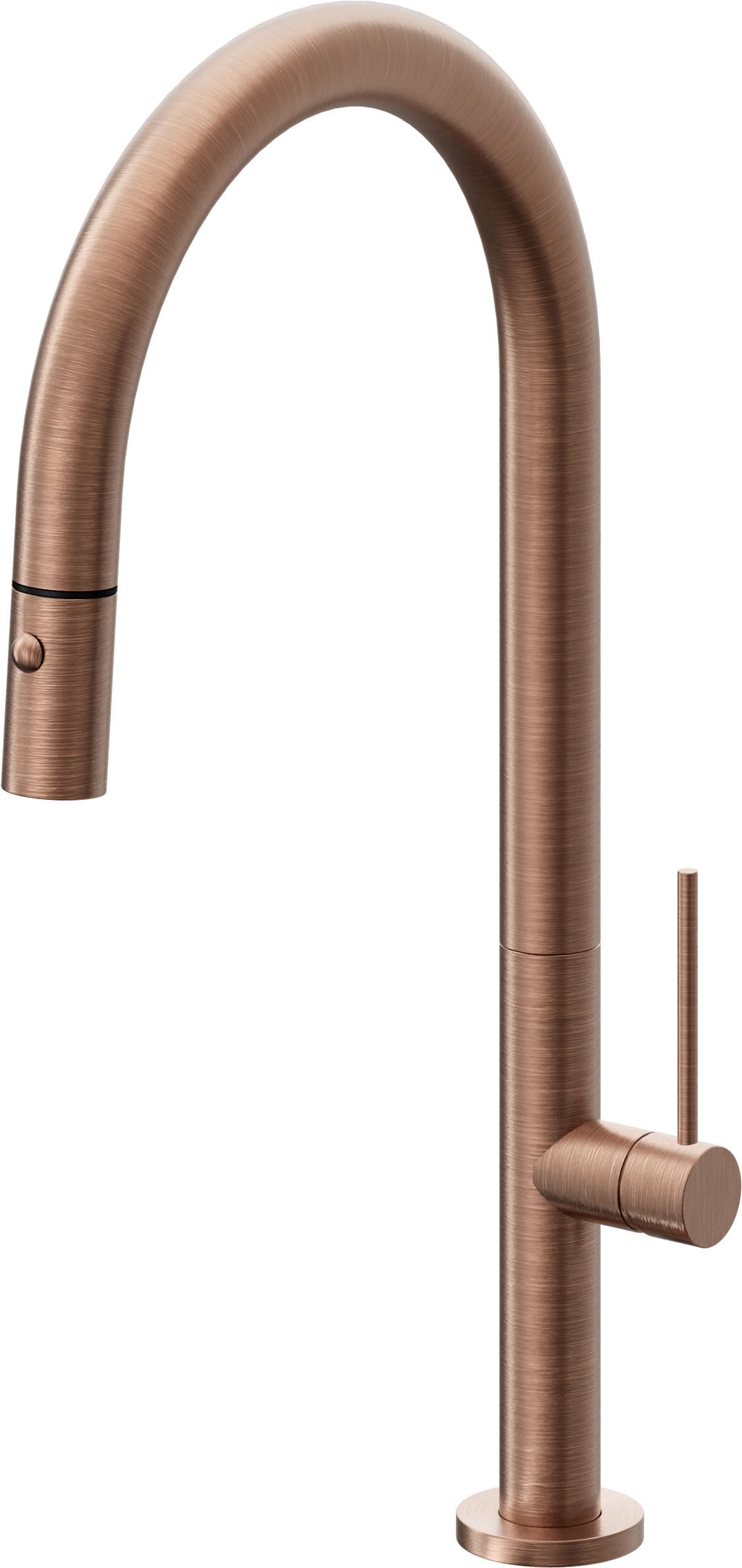 California Faucets Poetto Llave de Cocina Extraible Contemporanea con Rociador de Boton - Pico Alto en Arco - Cobre Antiguo Mate