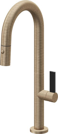California Faucets Poetto Llave de Bar/Preparacion Extraible Contemporanea con Rociador de Boton - Latón Antiguo Mate