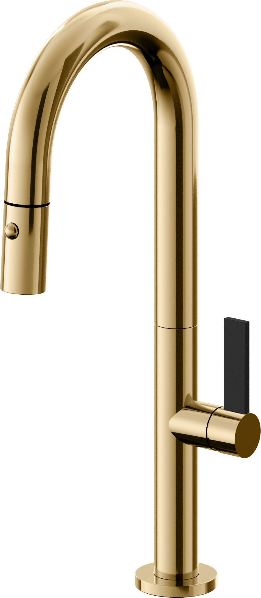 California Faucets Poetto Llave de Bar/Preparacion Extraible Contemporanea con Rociador de Boton - Oro Francés