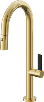 California Faucets Poetto Llave de Bar/Preparacion Extraible Contemporanea con Rociador de Boton - Oro Pulido de por Vida