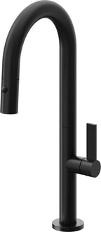 California Faucets Poetto Llave de Bar/Preparacion Extraible Contemporanea con Rociador de Boton - Negro Mate