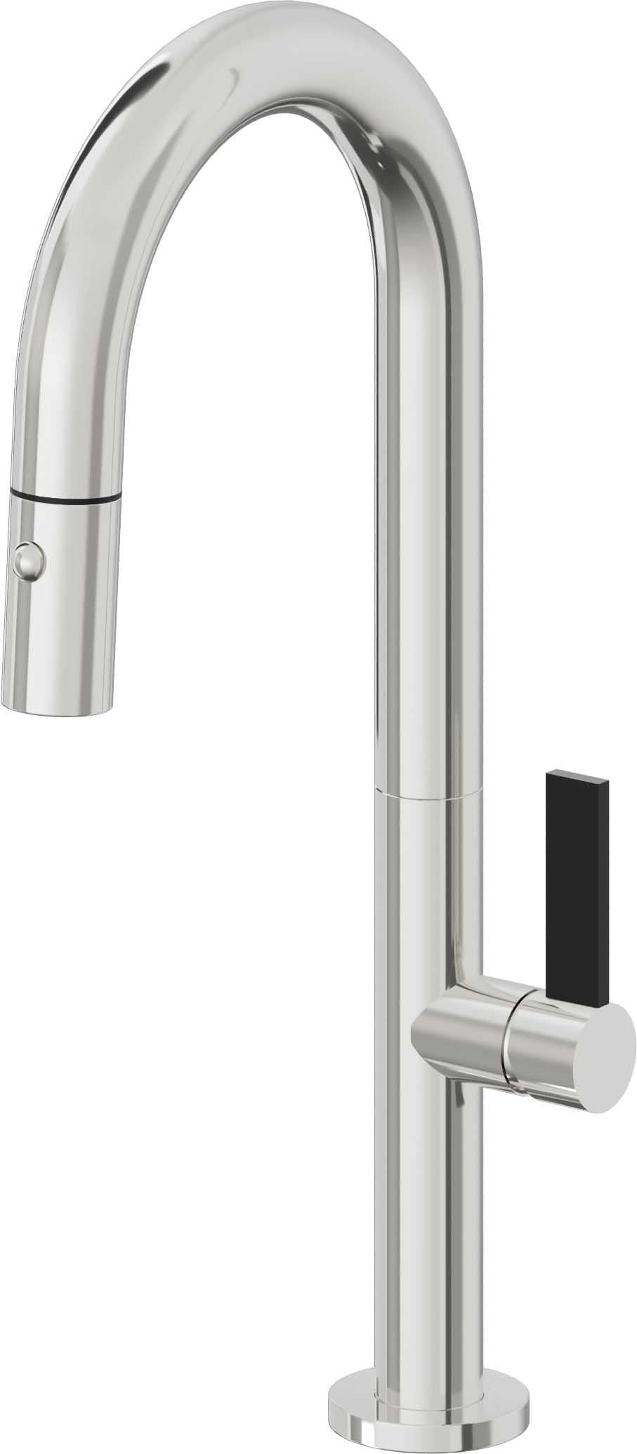California Faucets Poetto Llave de Bar/Preparacion Extraible Contemporanea con Rociador de Boton - Cromo Pulido