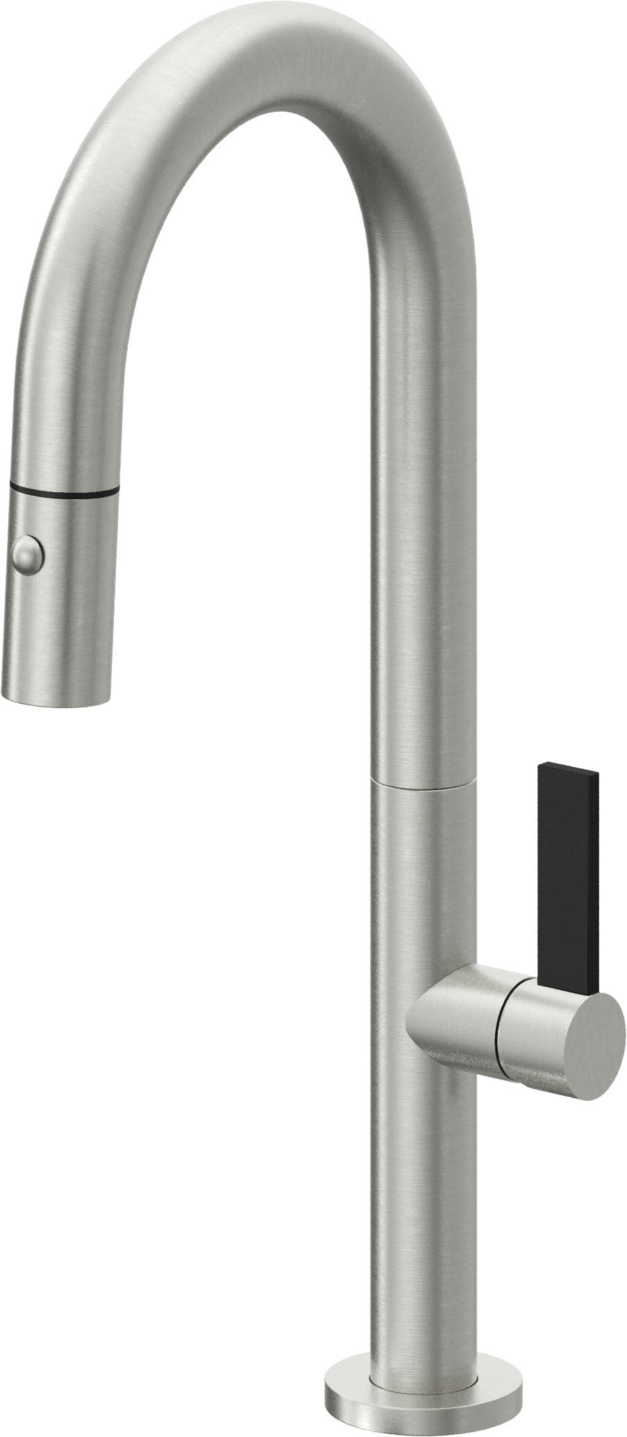 California Faucets Poetto Llave de Bar/Preparacion Extraible Contemporanea con Rociador de Boton - Cromo Satinado