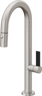 California Faucets Poetto Llave de Bar/Preparacion Extraible Contemporanea con Rociador de Boton - Acero Inoxidable Ultra