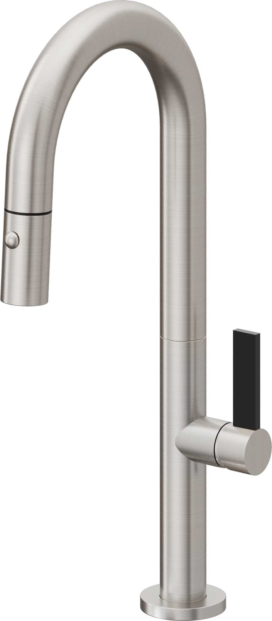 California Faucets Poetto Llave de Bar/Preparacion Extraible Contemporanea con Rociador de Boton - Acero Inoxidable Ultra