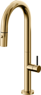 California Faucets Poetto Llave de Bar/Preparacion Extraible Contemporanea con Rociador de Boton - Oro Francés