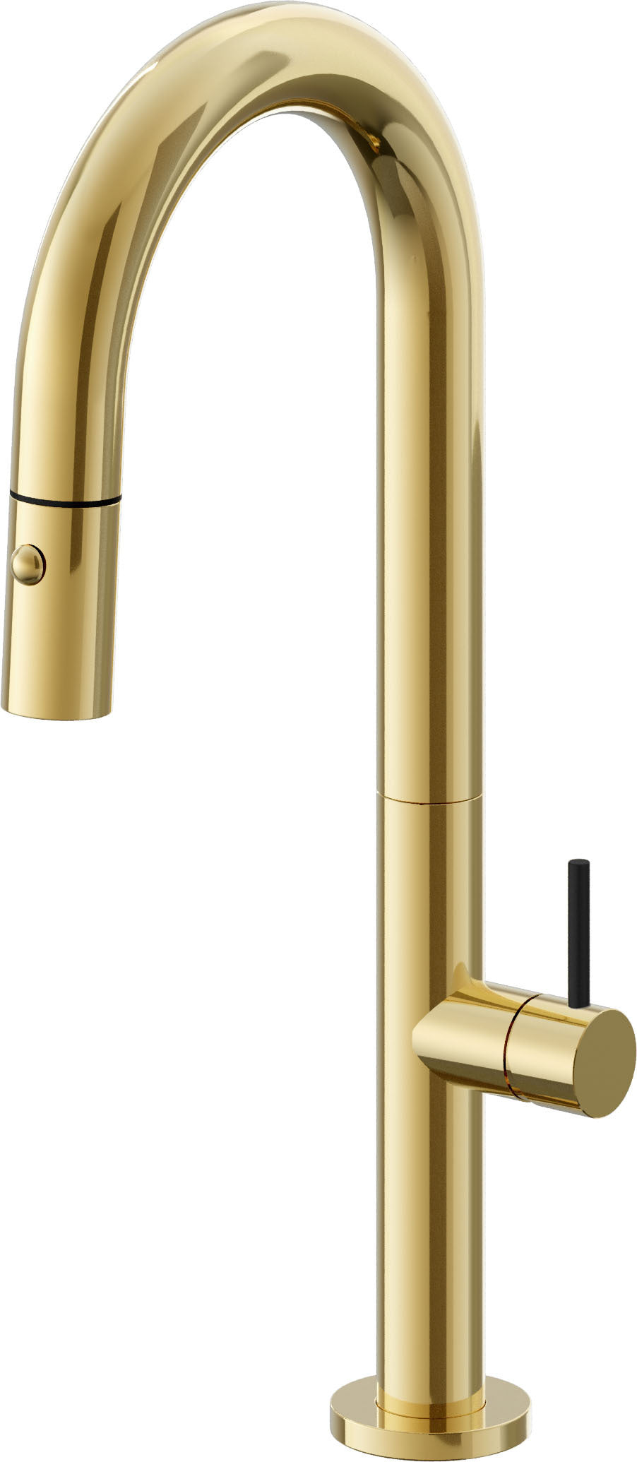 California Faucets Poetto Llave de Bar/Preparacion Extraible Contemporanea con Rociador de Boton - Oro Pulido de por Vida