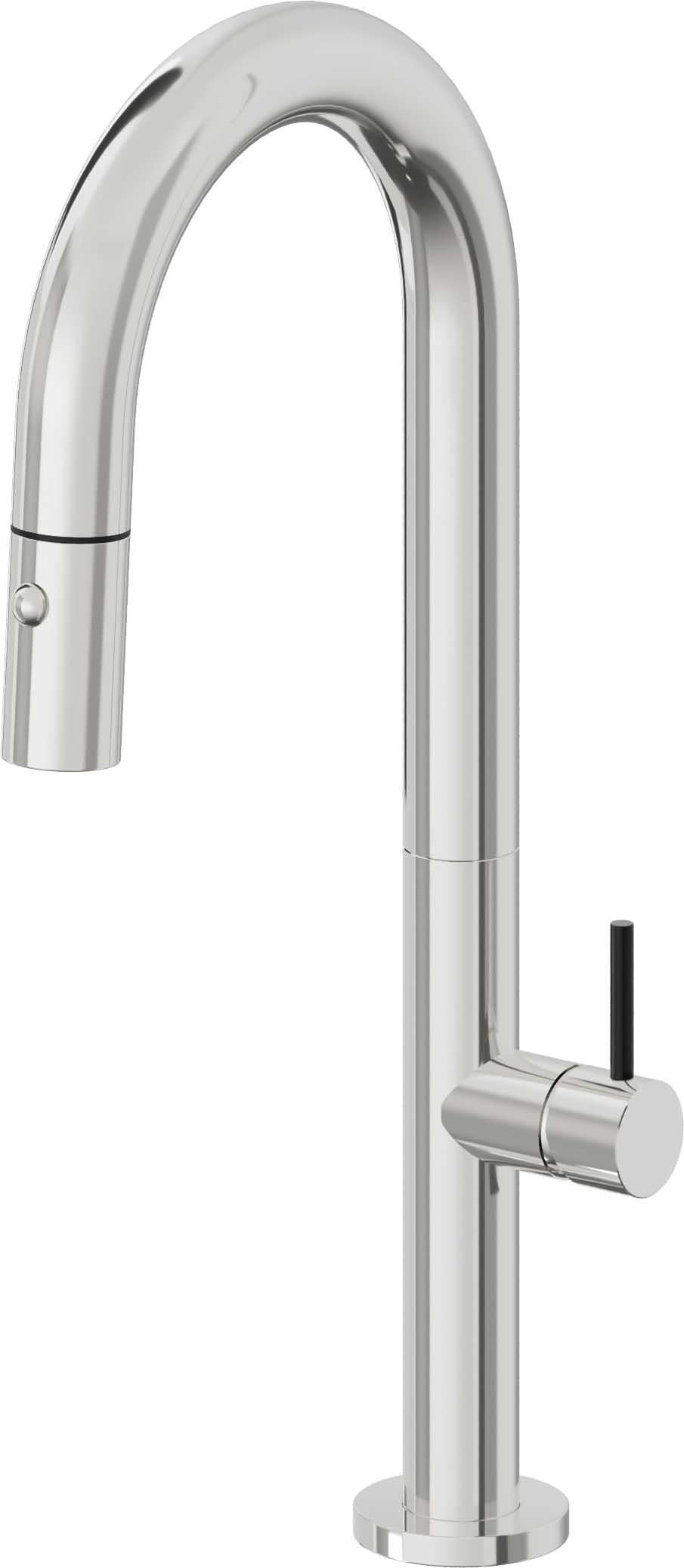 California Faucets Poetto Llave de Bar/Preparacion Extraible Contemporanea con Rociador de Boton - Cromo Pulido