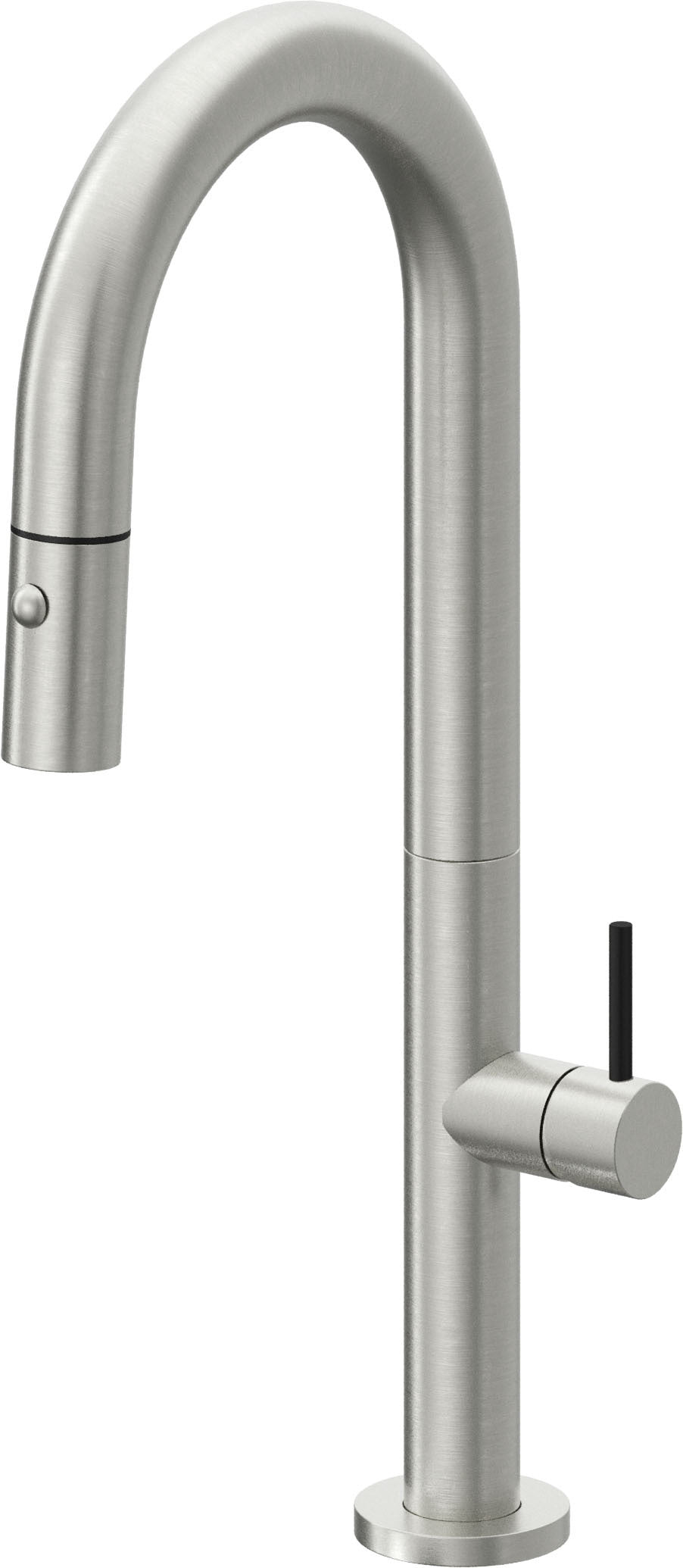 California Faucets Poetto Llave de Bar/Preparacion Extraible Contemporanea con Rociador de Boton - Cromo Satinado