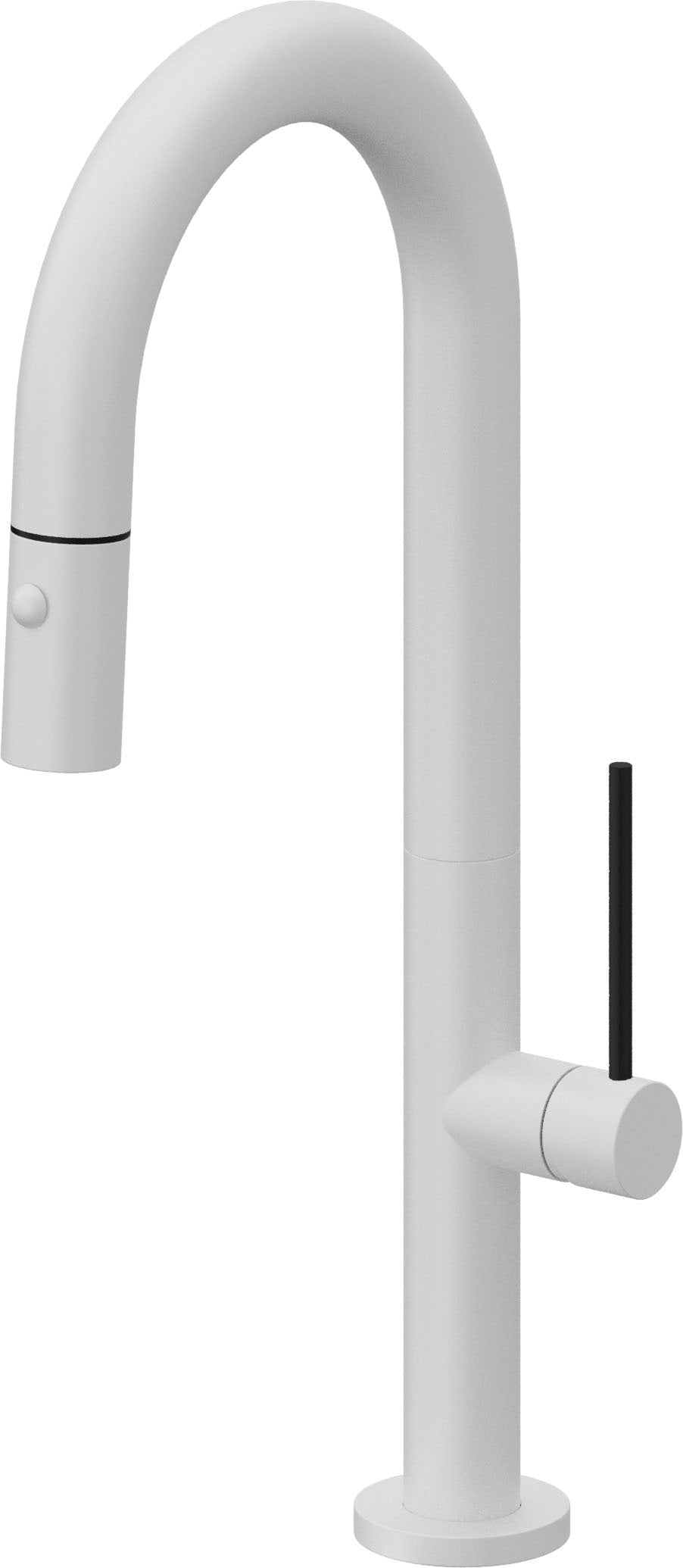 California Faucets Poetto Llave de Bar/Preparacion Extraible Contemporanea con Rociador de Boton - Blanco Mate