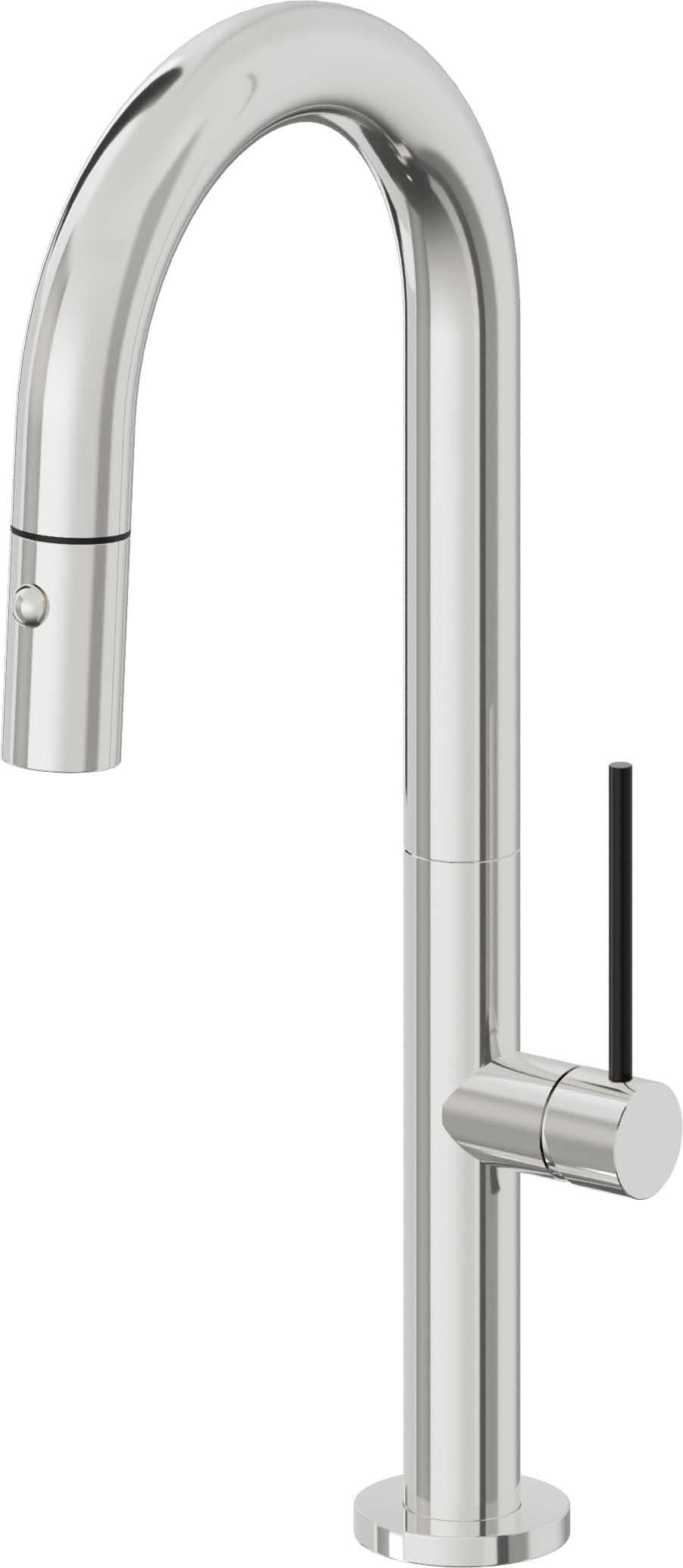 California Faucets Poetto Llave de Bar/Preparacion Extraible Contemporanea con Rociador de Boton - Cromo Pulido