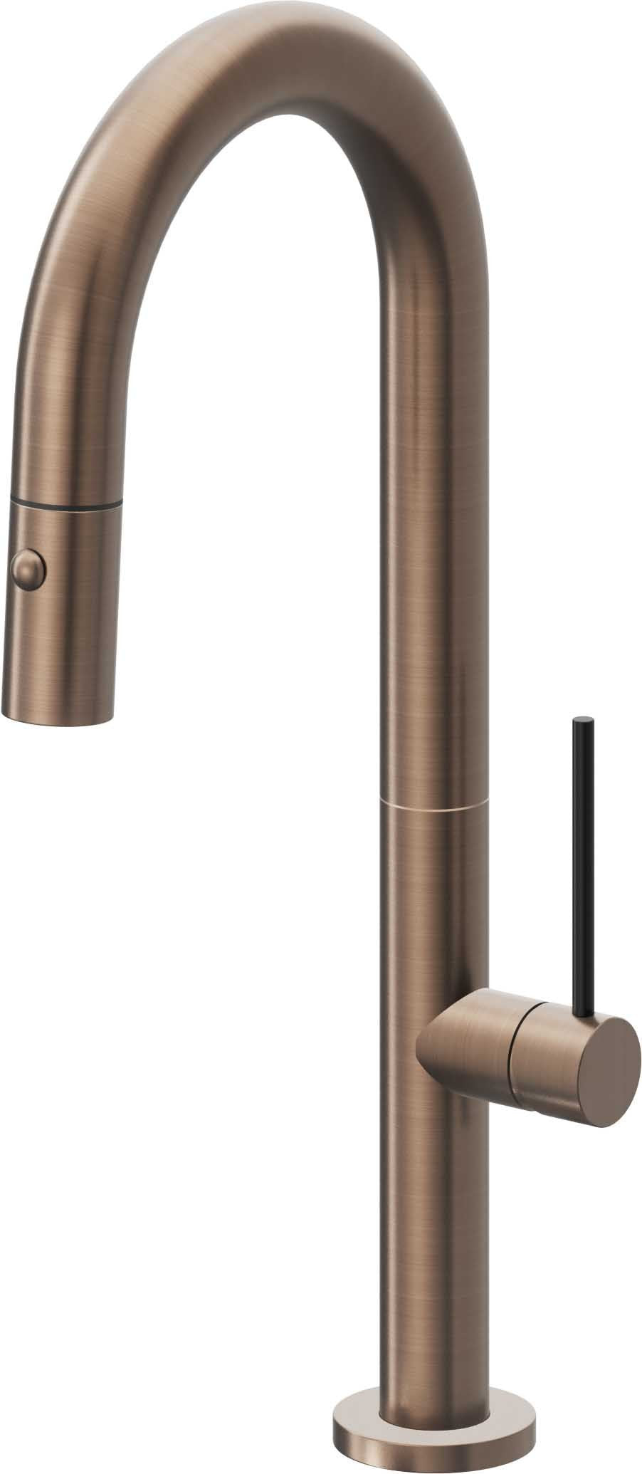 California Faucets Poetto Llave de Bar/Preparacion Extraible Contemporanea con Rociador de Boton - Bronce Satinado