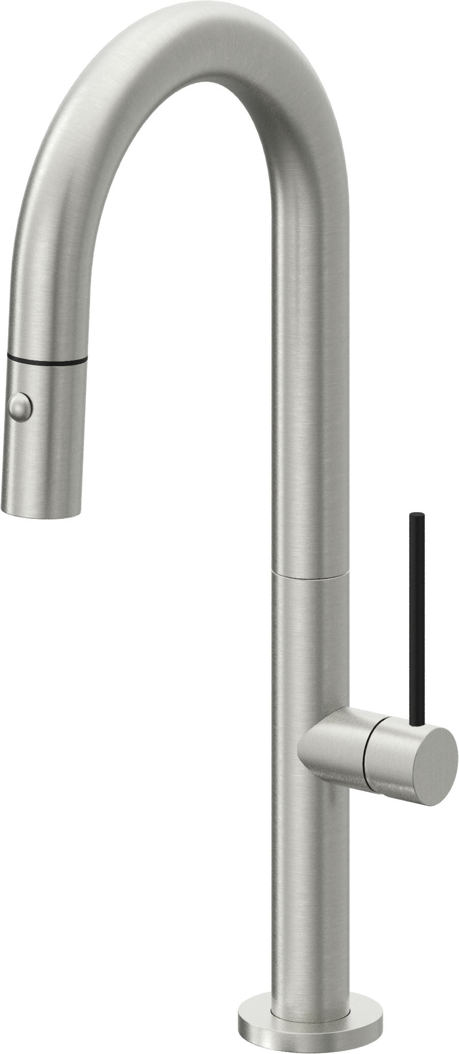 California Faucets Poetto Llave de Bar/Preparacion Extraible Contemporanea con Rociador de Boton - Cromo Satinado
