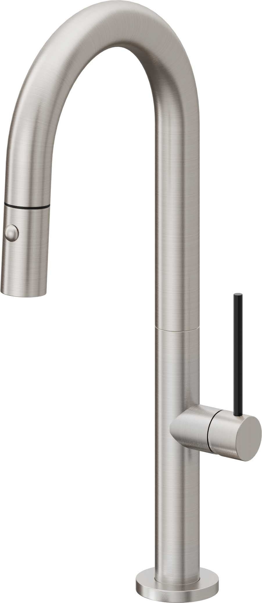 California Faucets Poetto Llave de Bar/Preparacion Extraible Contemporanea con Rociador de Boton - Acero Inoxidable Ultra