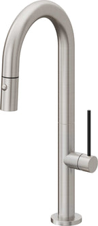 California Faucets Poetto Llave de Bar/Preparacion Extraible Contemporanea con Rociador de Boton - Acero Inoxidable Ultra