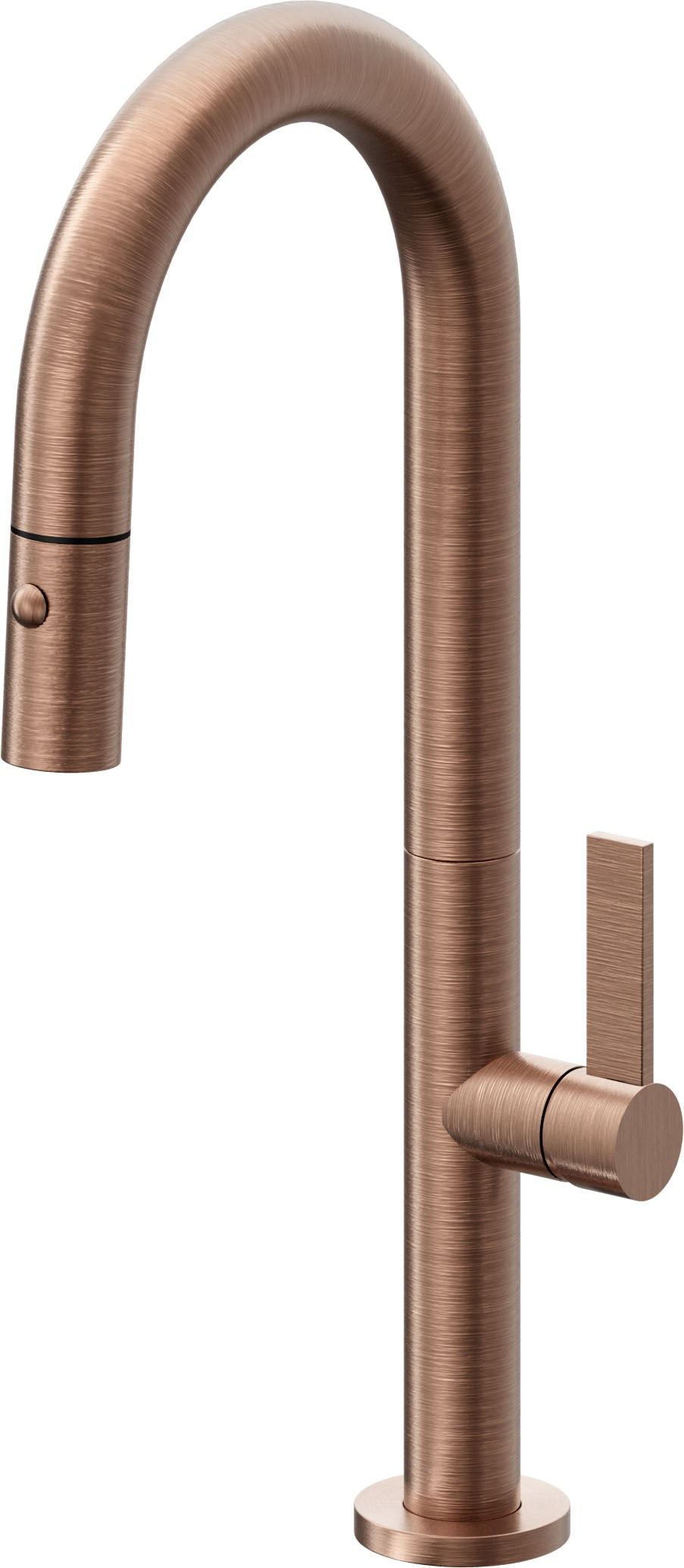 California Faucets Poetto Llave de Bar/Preparacion Extraible Contemporanea con Rociador de Boton - Cobre Antiguo Mate