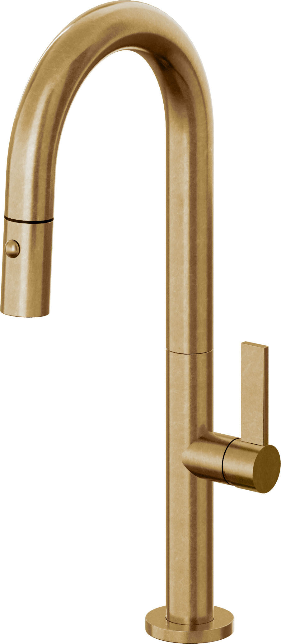 California Faucets Poetto Llave de Bar/Preparacion Extraible Contemporanea con Rociador de Boton - Latón Bruñido