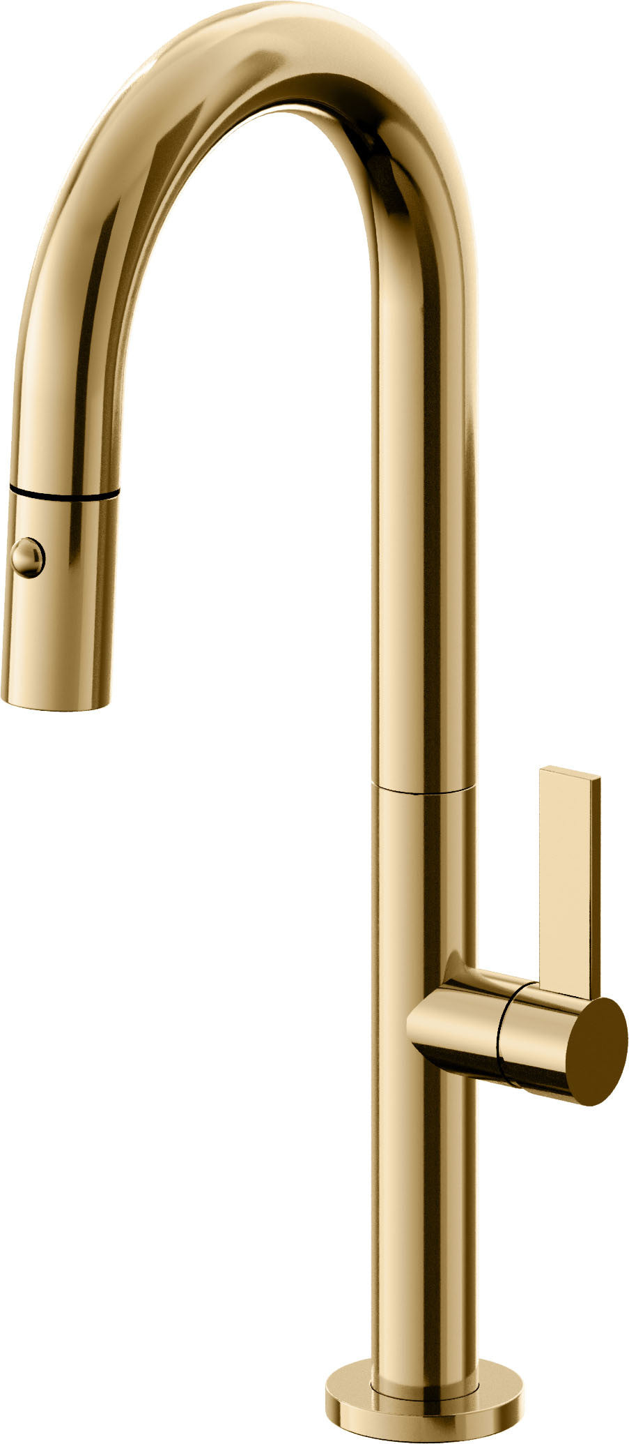 California Faucets Poetto Llave de Bar/Preparacion Extraible Contemporanea con Rociador de Boton - Oro Francés