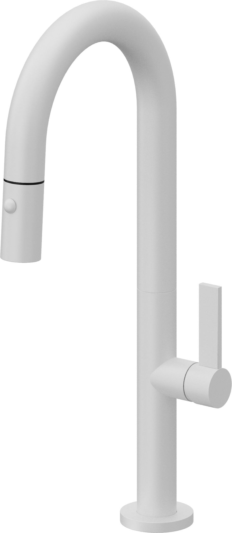 California Faucets Poetto Llave de Bar/Preparacion Extraible Contemporanea con Rociador de Boton - Blanco Mate