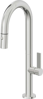 California Faucets Poetto Llave de Bar/Preparacion Extraible Contemporanea con Rociador de Boton - Cromo Pulido