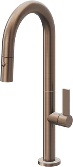 California Faucets Poetto Llave de Bar/Preparacion Extraible Contemporanea con Rociador de Boton - Bronce Satinado