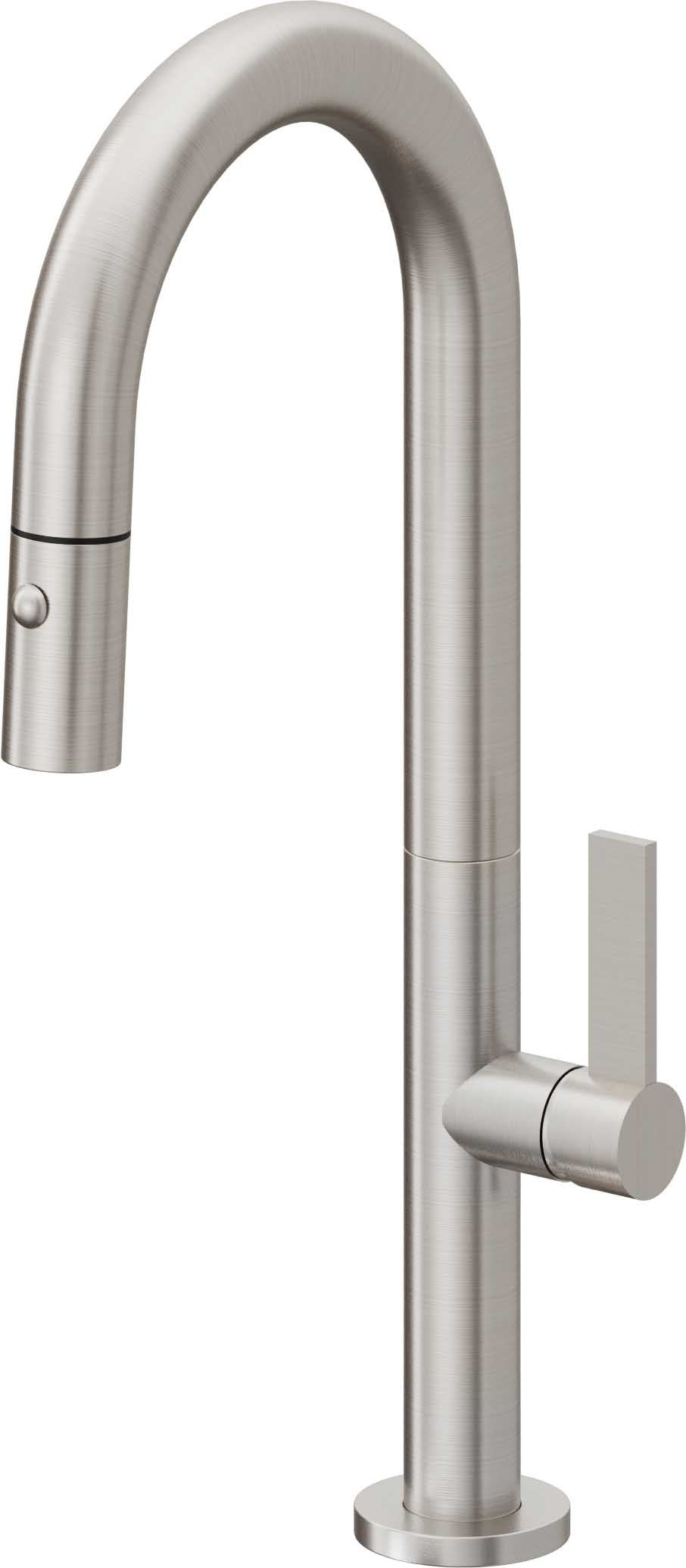 California Faucets Poetto Llave de Bar/Preparacion Extraible Contemporanea con Rociador de Boton - Acero Inoxidable Ultra